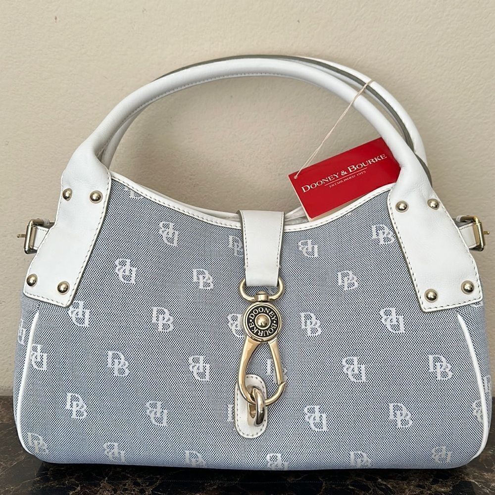 New Dooney and Bourke Blue Medium Logo Lock Satchel